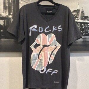 Riff Stars Rolling Stones Logo Union Jack Tongue Black T-Shirt M